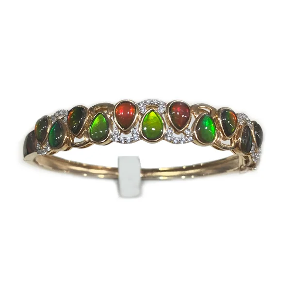 Women’s adjustable bracelets-Sterling Silver Ammolite Bangle