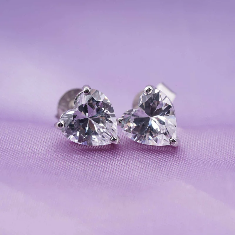 Women’s bridal earrings-Silver Heart Will Go On Stud Earrings