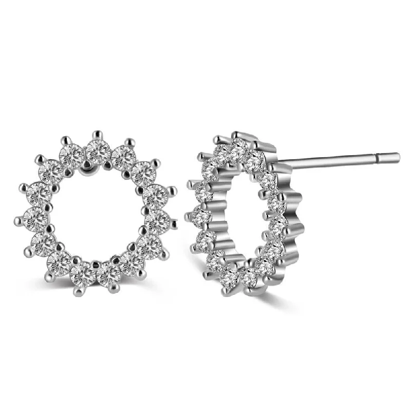 Women’s handmade earrings-Crystal Halo Stud Earrings