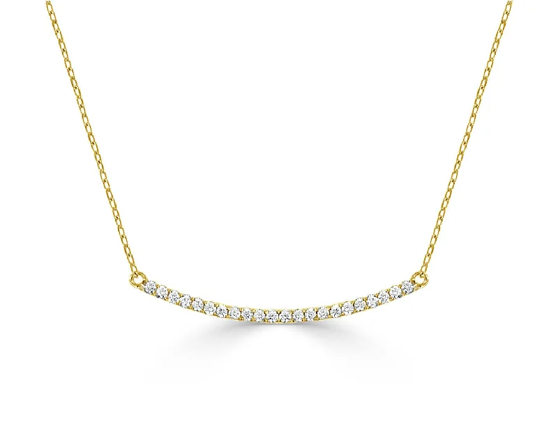 Women’s dainty necklaces-14k Gold & Diamond Bar Necklace