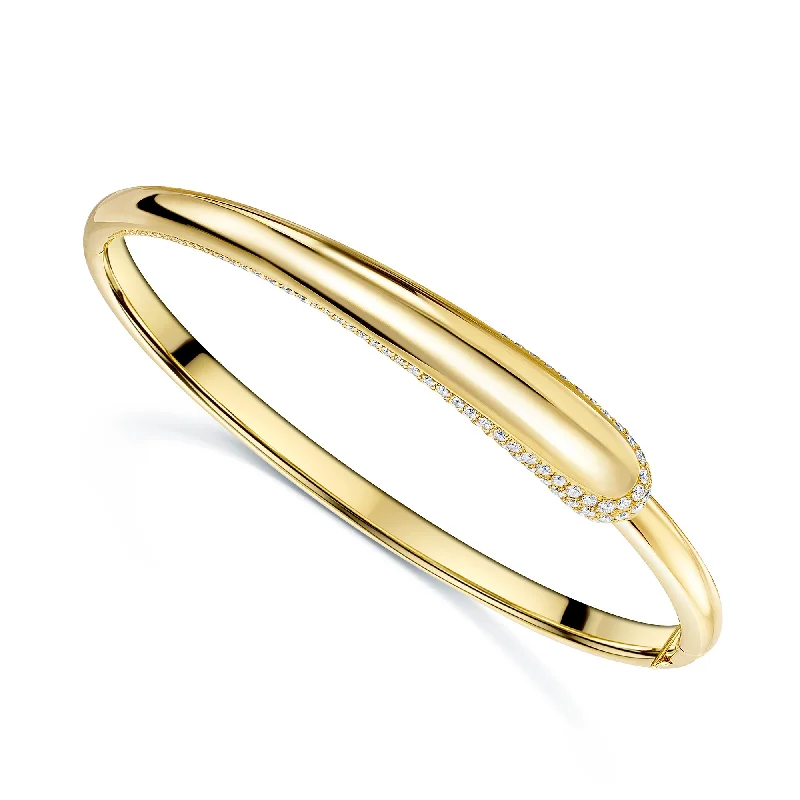 Women’s matching bracelets and earrings-Ember Collection 18ct Yellow Gold Diamond Pave Set Bangle