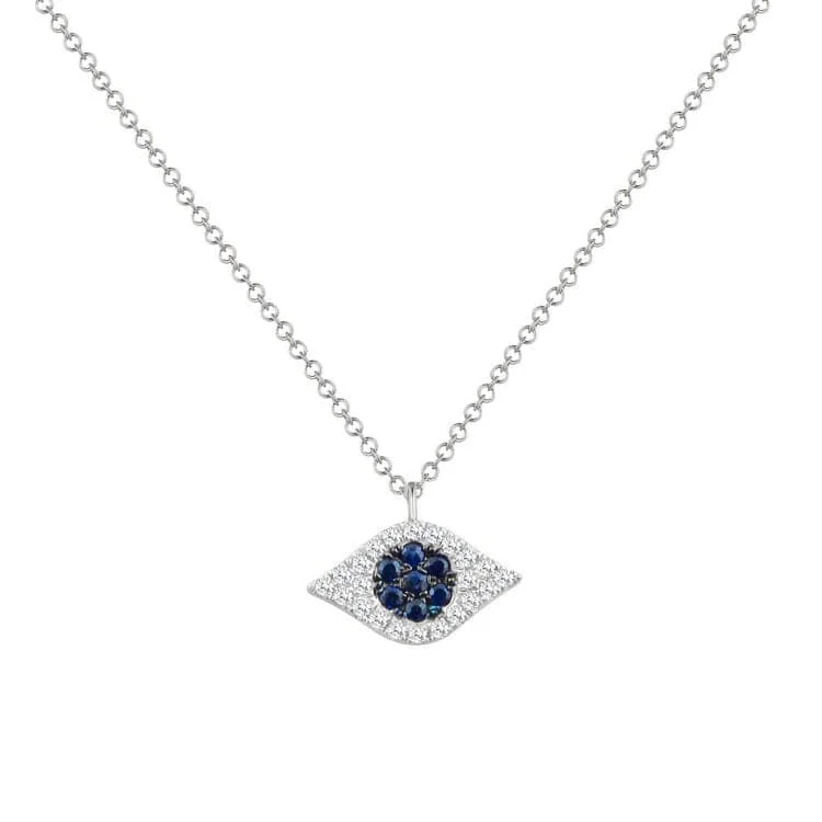 Women’s silver chain necklaces-14k Gold & Diamond Evil Eye Necklace