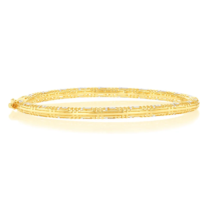 Women’s adjustable bangles-9ct Yellow Gold Textured Round Hinged Bangle