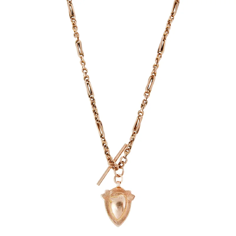 Women’s love heart necklaces-Shield Albert Chain