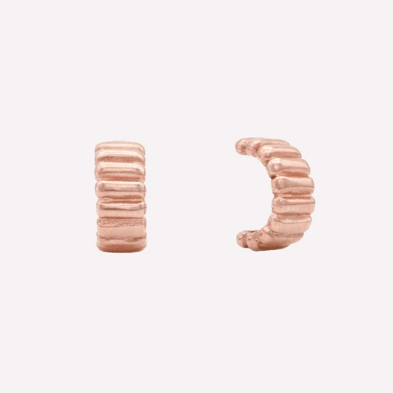 Women’s oval earrings-CHUNKY BAR HUGGIE HOOP CLIP-ON EARRINGS IN ROSE GOLD