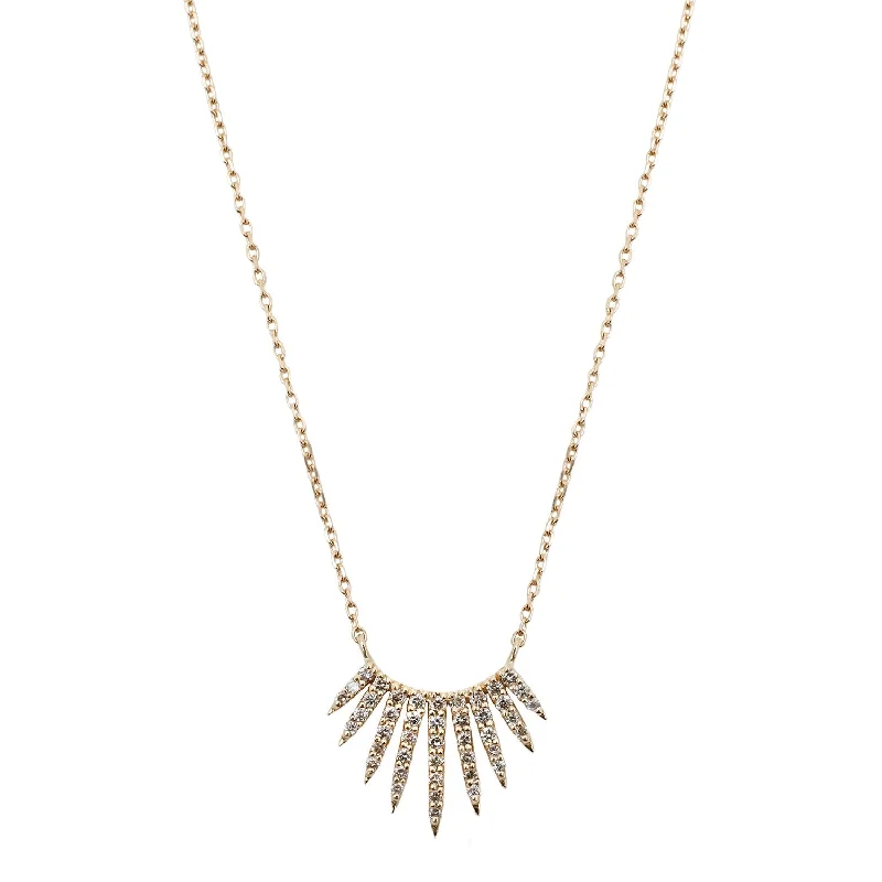 Women’s layered crystal necklaces-Rising Diamond Sunbeams Necklace