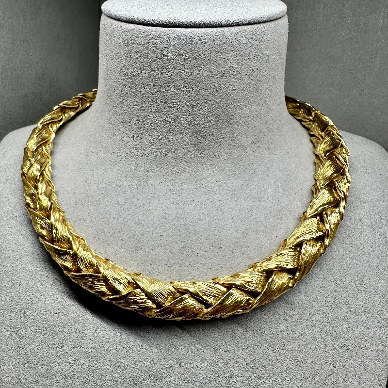 Women’s gold necklaces-Vintage Tiffany & Co. 18KT Yellow Braided Gold Wheat Necklace