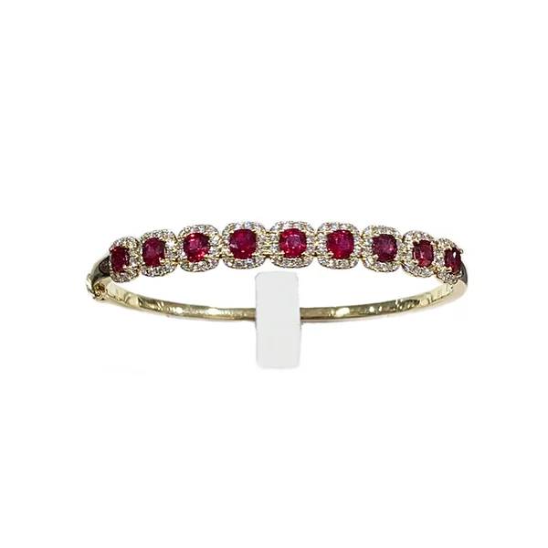 Women’s bangle bracelet sets-14k Yellow Gold Ruby Bangle