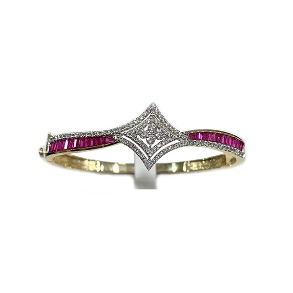 Women’s wedding bangles-14k Yellow Gold Ruby Bangle