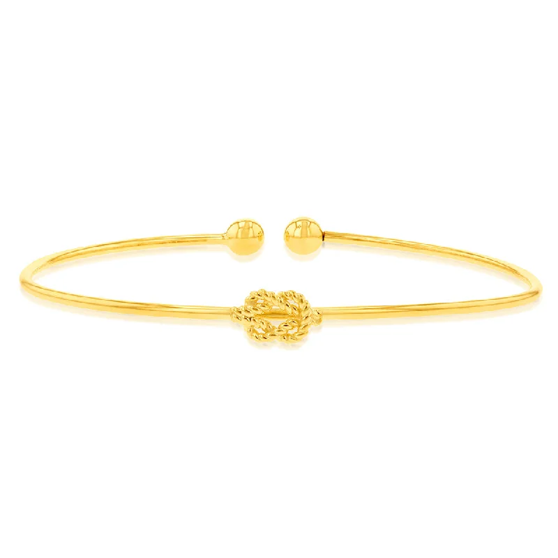 Women’s minimalist bangles-9ct Yellow Gold Silverfilled Knot On Open Bangle