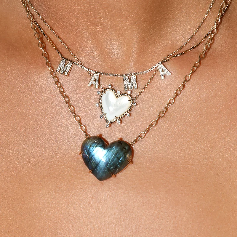 Women’s vintage pendant necklaces-Ultimate Juicy Heart Necklace - Labradorite / 14k Yellow Gold