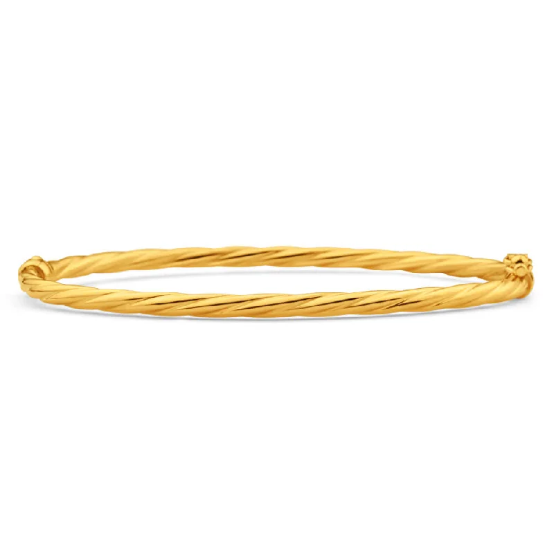 Women’s custom bracelets-9ct Yellow Gold Silver Filled 3X60mm Bangle