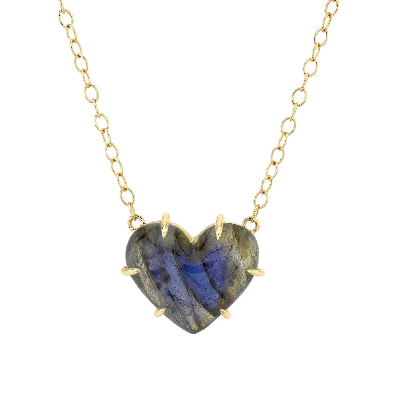 Women’s charm necklaces-Juicy Heart Necklace - Labradorite / 14k Yellow Gold