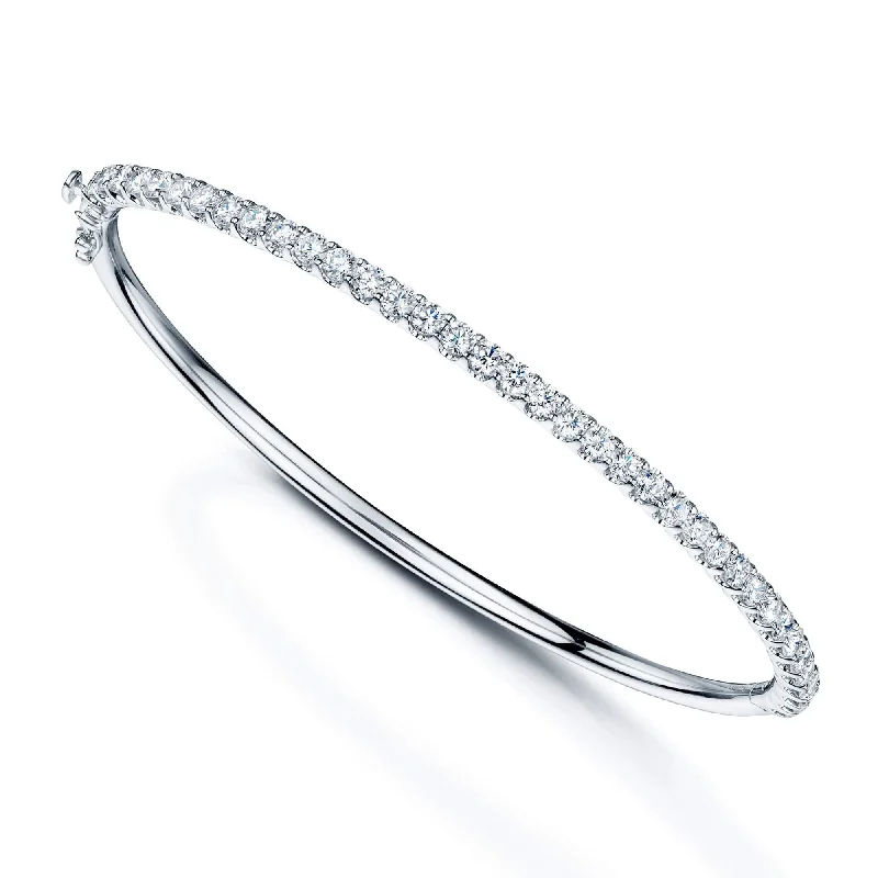 Women’s braided bracelets-18ct White Gold Round Brilliant Cut Diamond Hinged Bangle