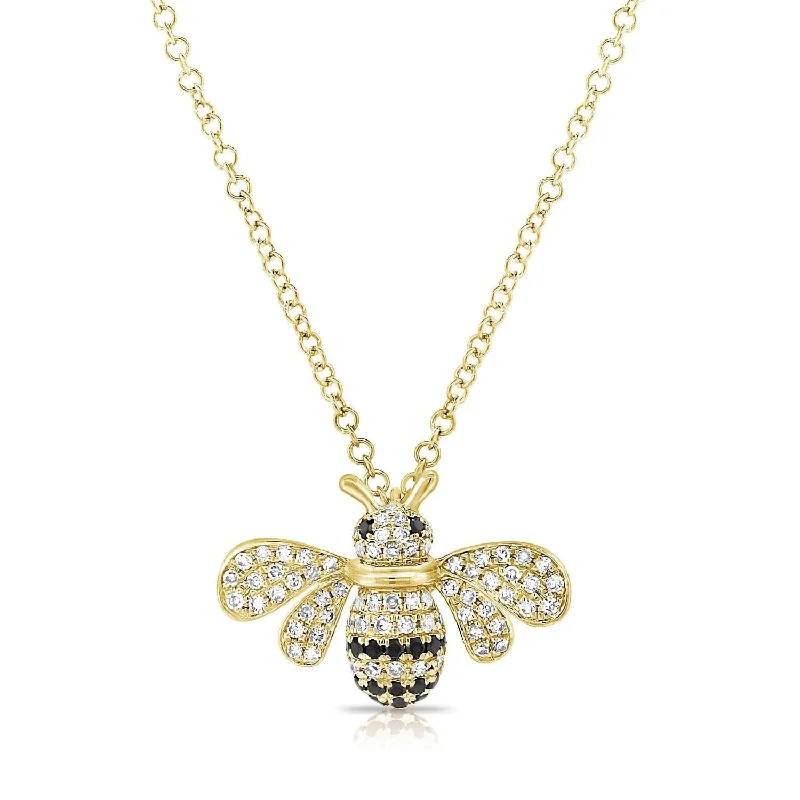 Women’s layered necklaces-14k Gold & Diamond Bumble Bee Necklace