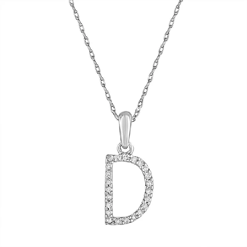 Women’s gold necklaces-14k Gold & Diamond Initial Necklace - D