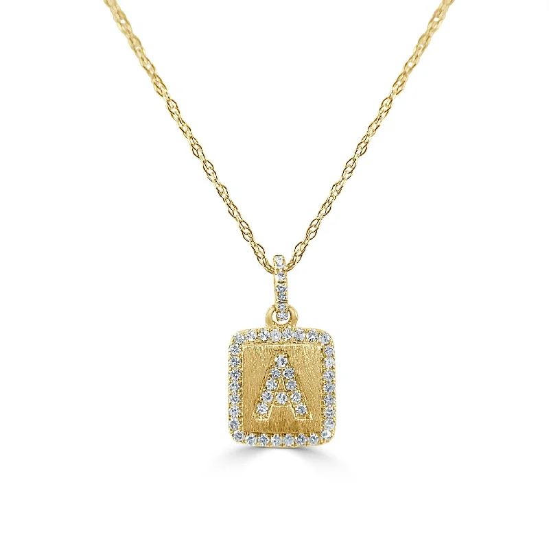 Women’s gold statement necklaces-14k Gold & Diamond Small Initial Necklace