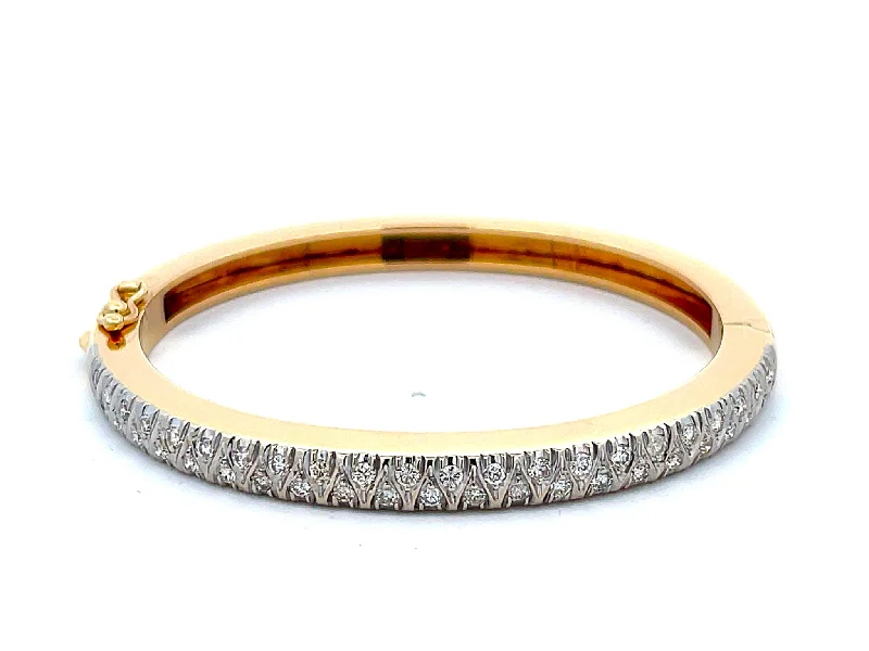 Women’s butterfly bracelets-Pave Diamond Hinged Bangle in 14k Yellow Gold