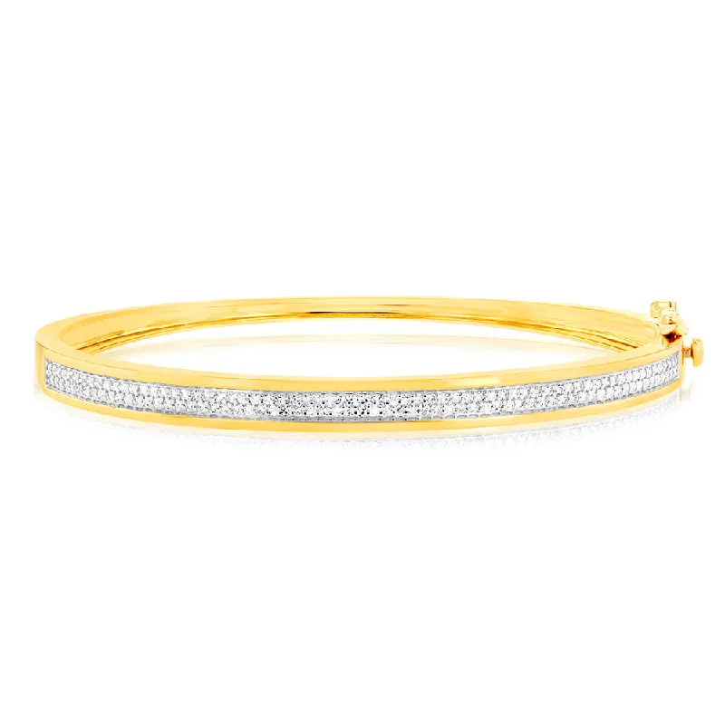 Women’s vintage bangles-Luminesce Lab Grown 1/2 Carat Diamond Bangle in 9ct Yellow Gold