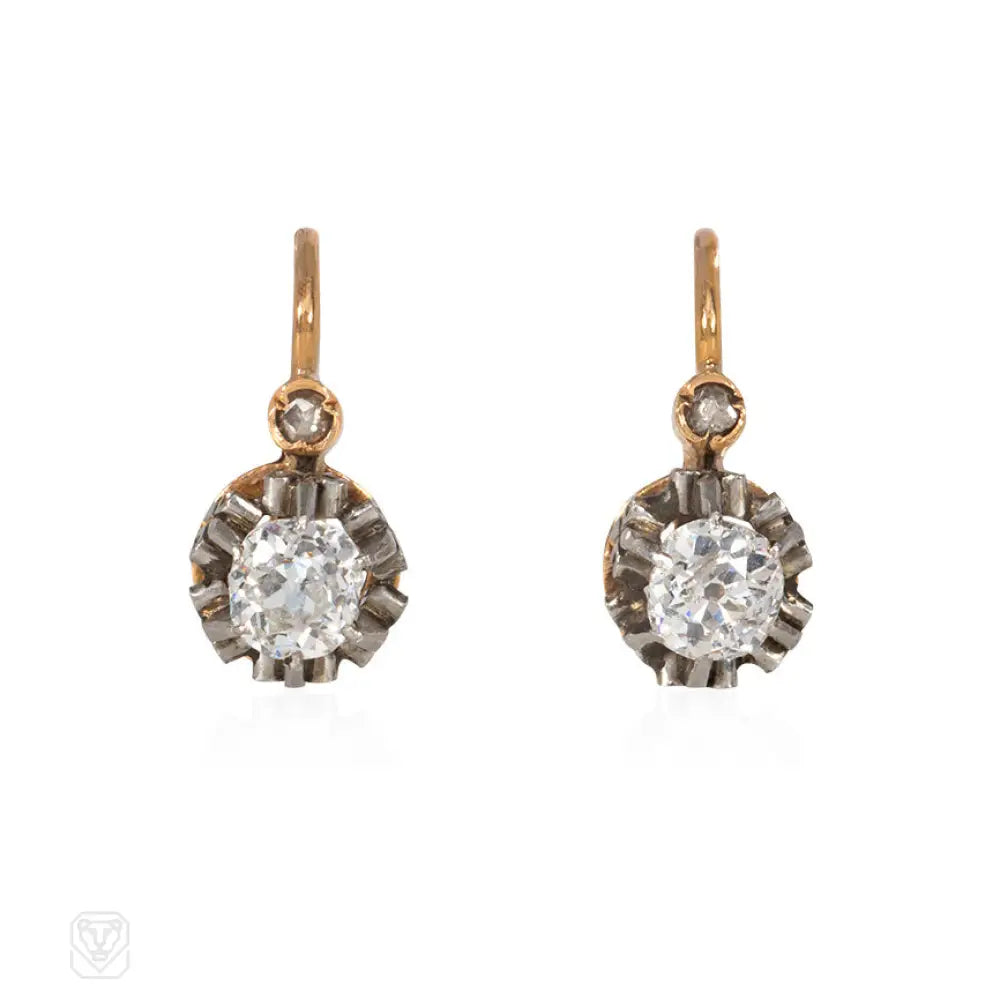 Women’s geometric stud earrings-Antique French diamond drop earrings