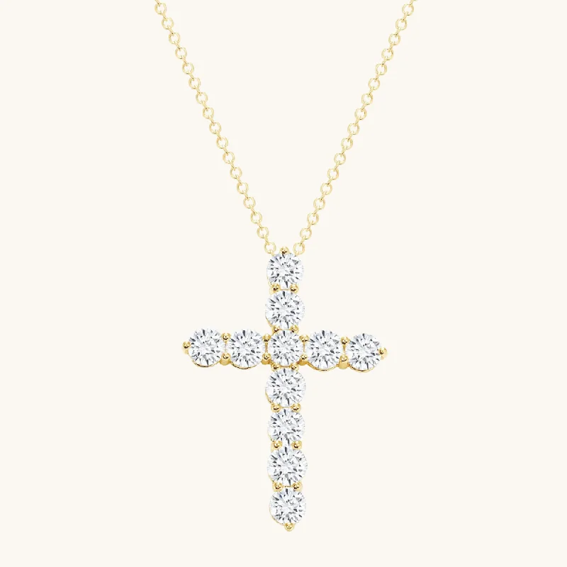 Women’s layered necklaces-Classic Lab Diamond Cross Necklace