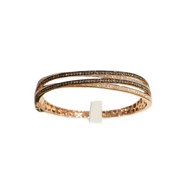 Women’s sparkly cuff bracelets-14k Rose Gold Brown Diamond Bangle