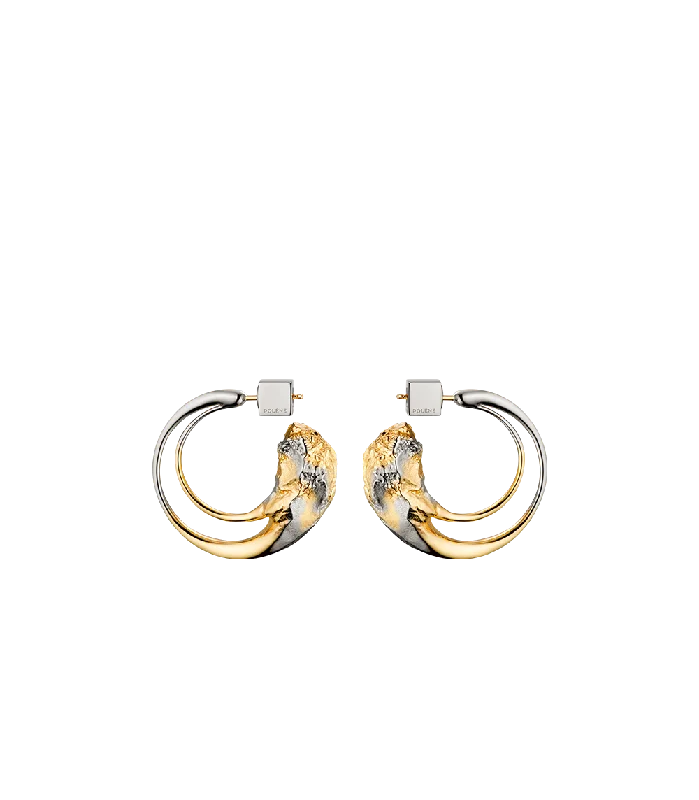 Women’s gold drop earrings-Eroz Hoop Earrings - Duo palladium with 24 carat gold plating