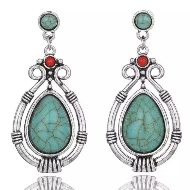 Women’s diamond earrings-Turquoise Dangle Earrings