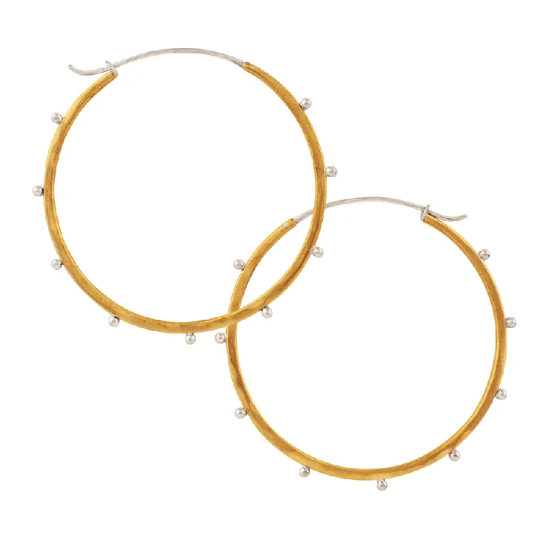 Women’s gold stud earrings-Horizon Hoops in Bronze & Silver - 2"