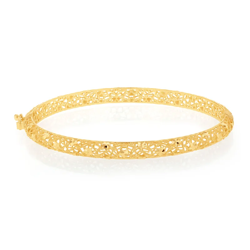 Women’s trendy bangles-9ct Yellow Gold Fancy Mesh 65mm Bangle