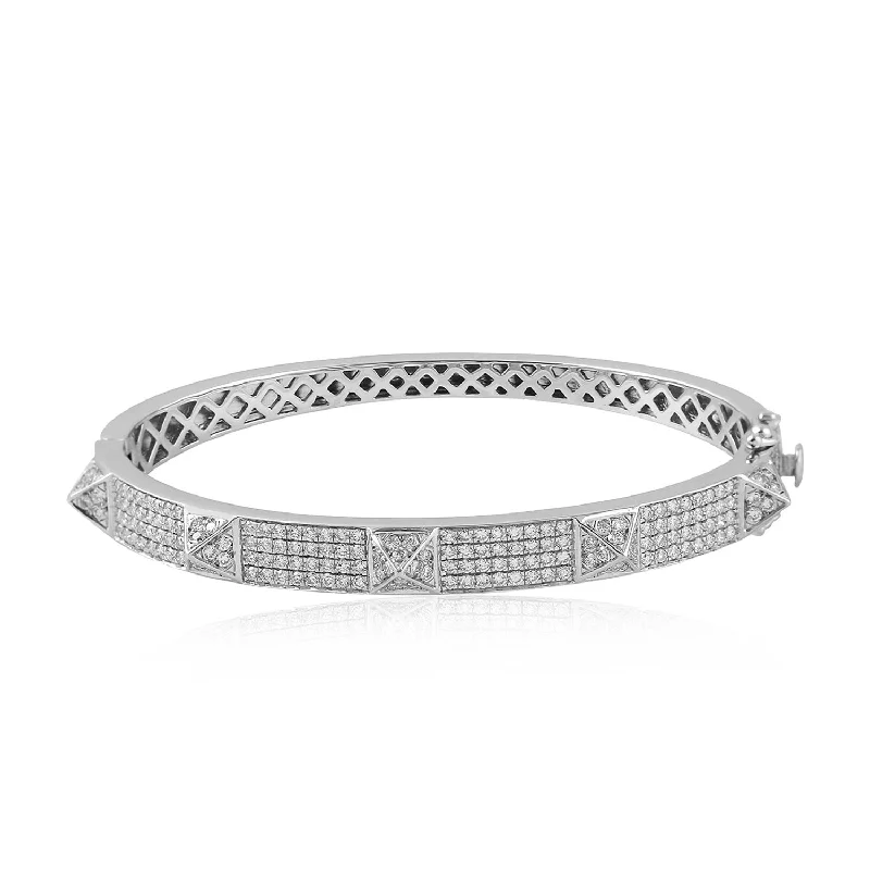 Women’s sterling silver bangles-Diamond Spike Bangle