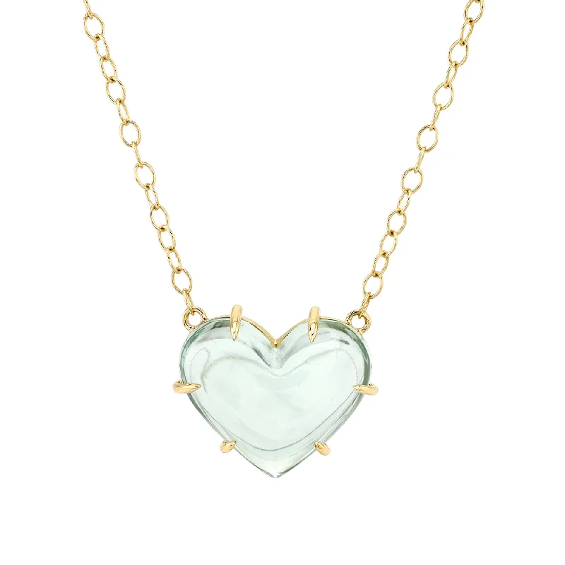 Women’s bridal necklaces-Juicy Heart Necklace - Green Amethyst / 14k Yellow Gold