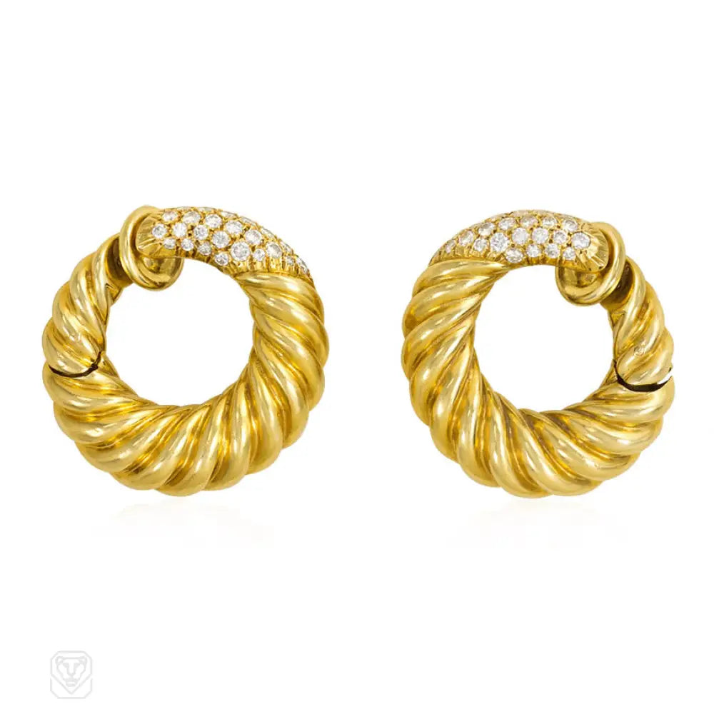 Women’s ear cuffs with crystals-Gold and diamond hoop earrings, Van Cleef & Arpels