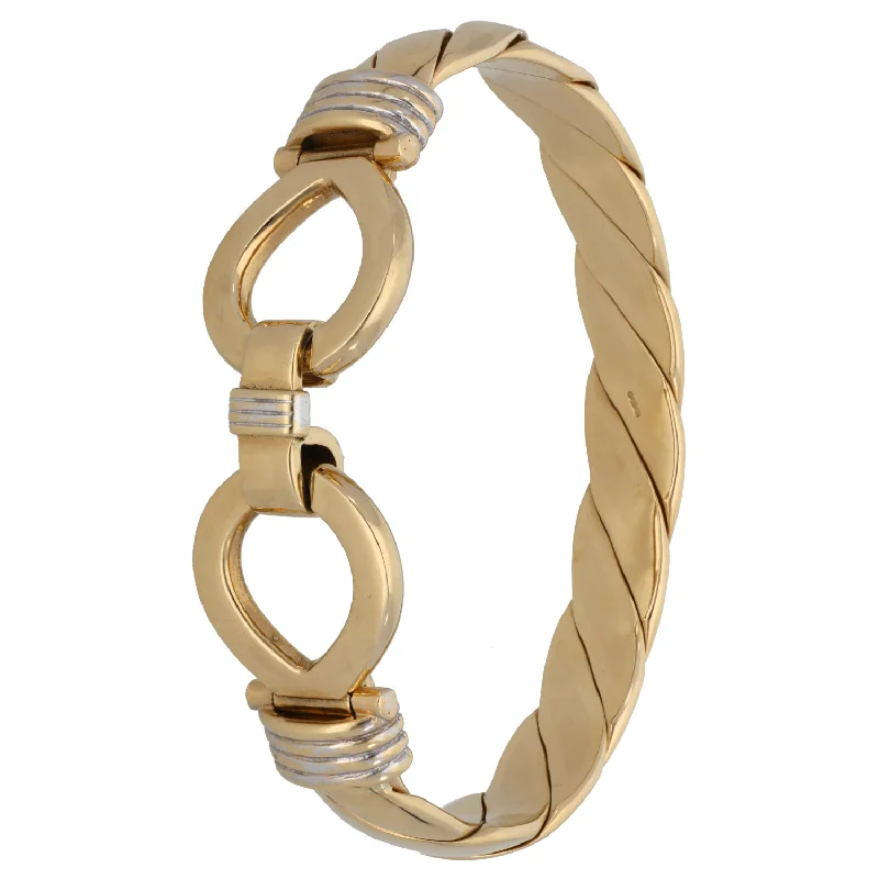 Women’s bangle bracelet sets-9ct Bicolour Gold Hinged/Clasp Bangle