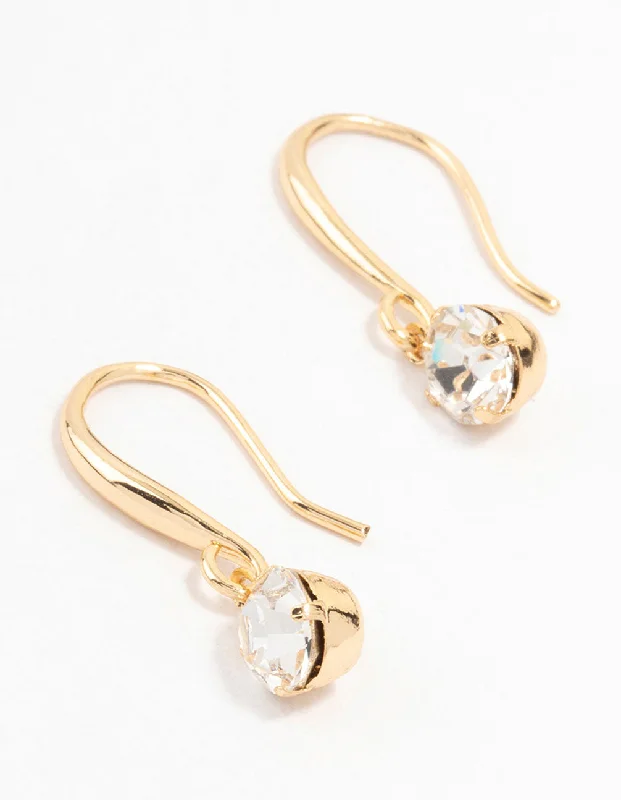 Women’s silver drop earrings-Basic Gold Bohemia Czech Crystal Drop Earrings