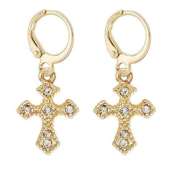 Women’s vintage earrings-Cross Dangle Earrings