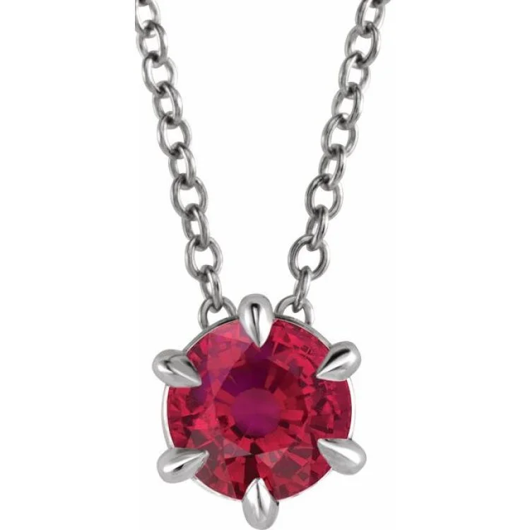 Women’s diamond pendant necklaces-Sterling Silver 4 mm Natural Ruby Solitaire 16-18" Necklace