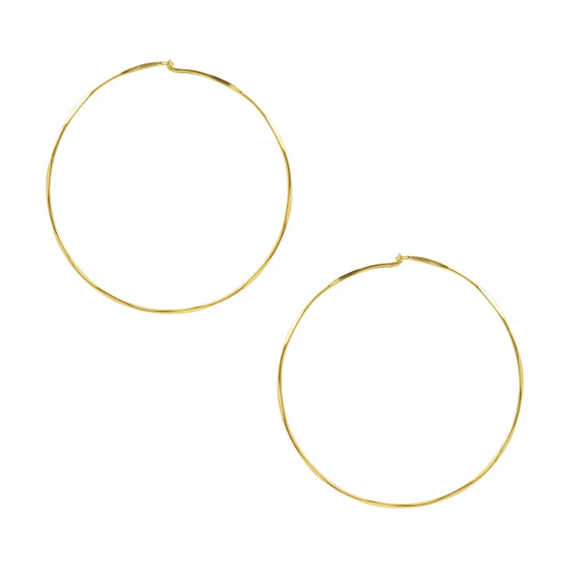 Women’s ethnic earrings-Twisted Sleeper Hoops in Gold - 2"