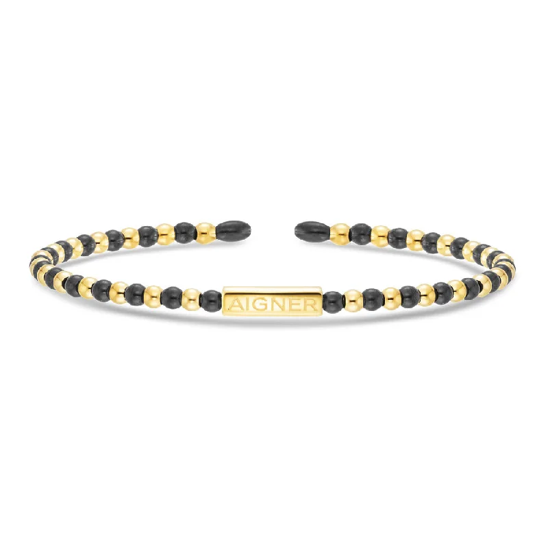 Women’s engraved gold bracelets-Women Novelty Gold/Black Bangle