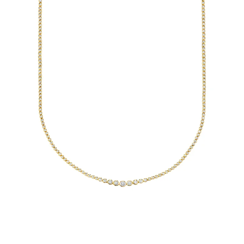 Women’s diamond halo pendant necklaces-Riviera Necklace - White Diamond / 14k Yellow Gold