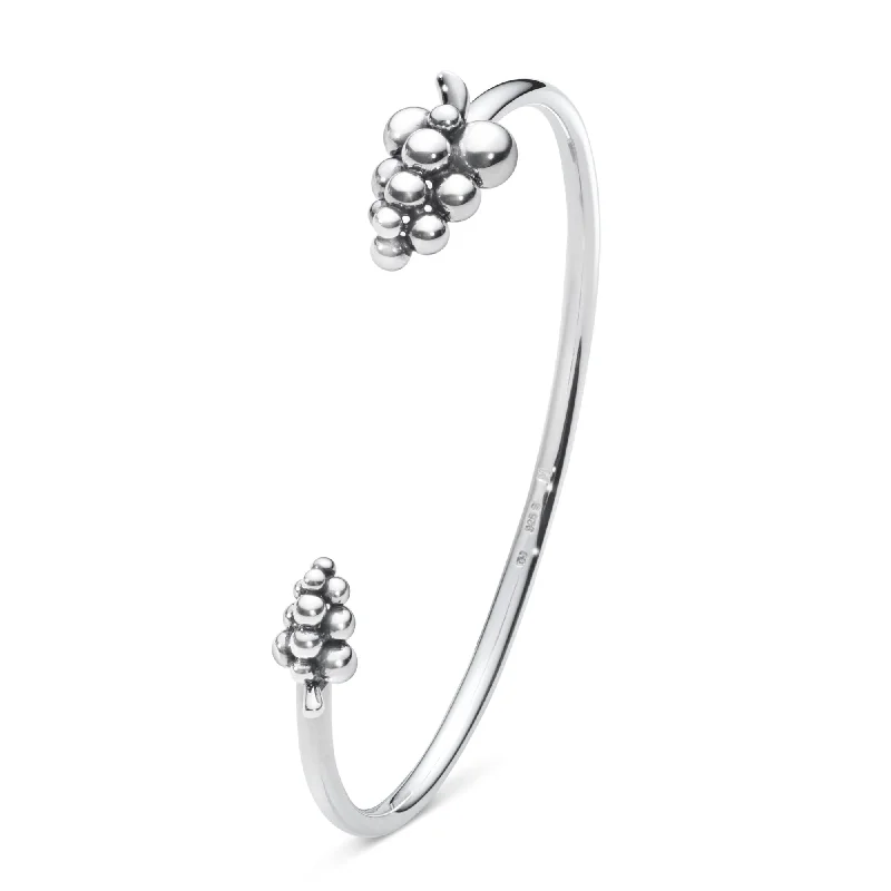 Women’s diamond bracelets-Moonlight Grapes Silver Open Bangle