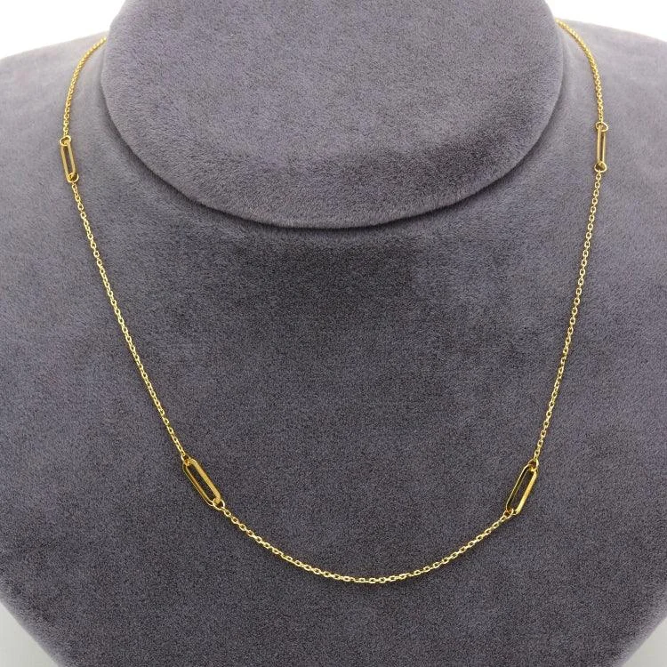 Women’s pearl and diamond necklaces-Real Gold 4 Paper Clip Adjustable Size Necklace 0357 N1404