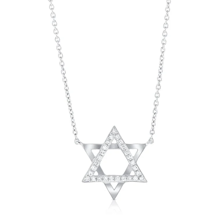 Women’s adjustable silver necklaces-14K Gold & Diamond Star of David Necklace