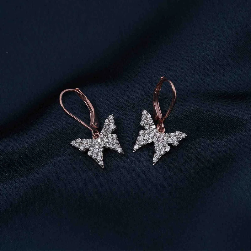 Women’s statement earrings-Rose Gold Charming Butterfly Earrings