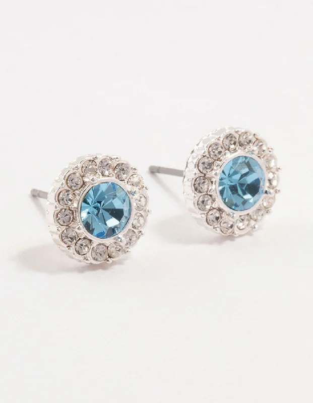 Women’s oval earrings-Blue Bohemia Czech Crystal Stud Earrings