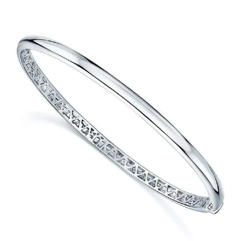 Women’s gold bracelets-18ct White Gold Plain Polished Bangle