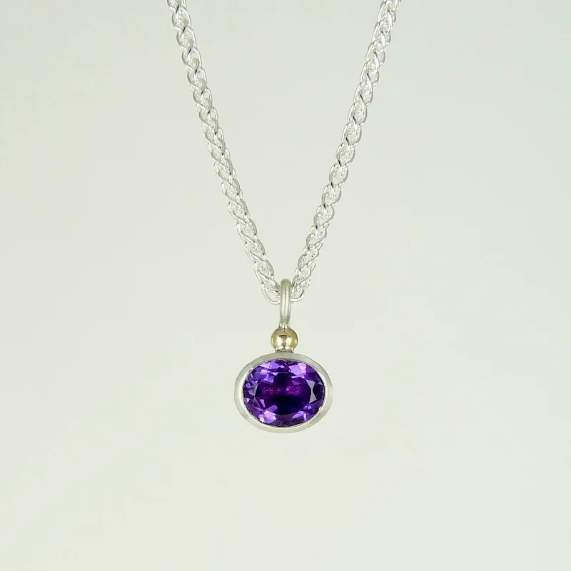 Women’s collar necklaces-Amethyst Cup Set Pendant