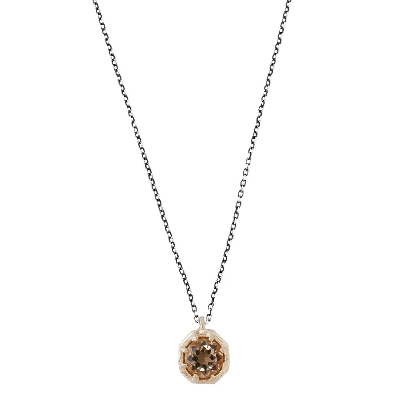 Women’s beaded necklaces-Champagne Quartz Octagon Necklace