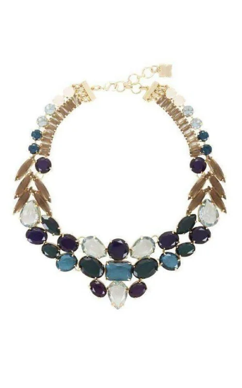 Women’s Swarovski crystal necklaces-Multi Color Stone Statement Necklace