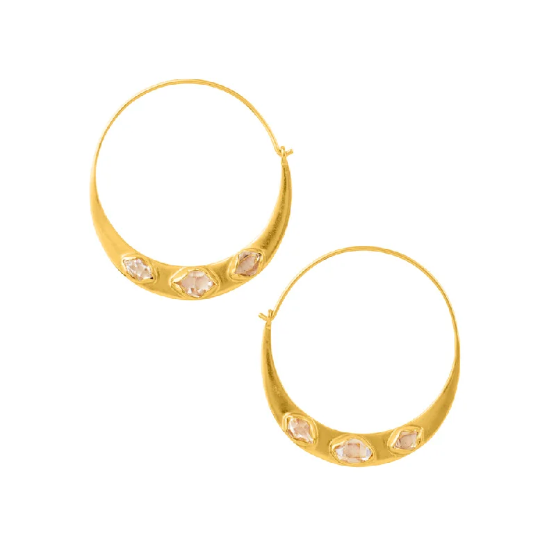 Personalized earrings for women-Herkimer Arc Hoops in Gold - 1 1/2"